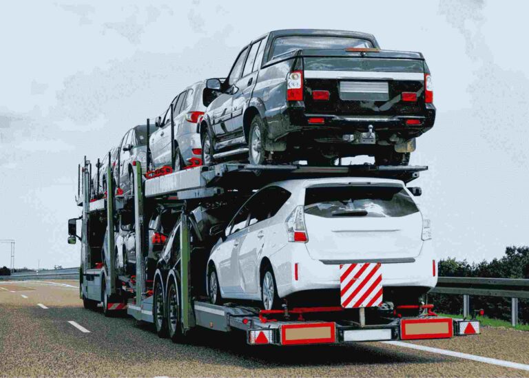 car importing service - cars on trailer